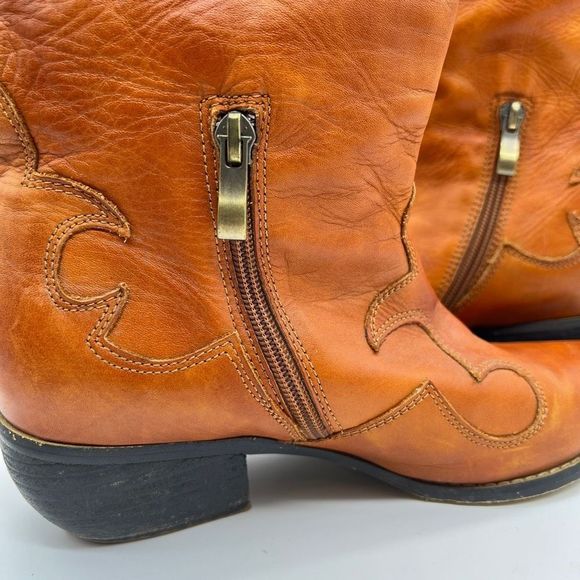 Orange Embroidered Ankle Boots - Picture 9 of 16